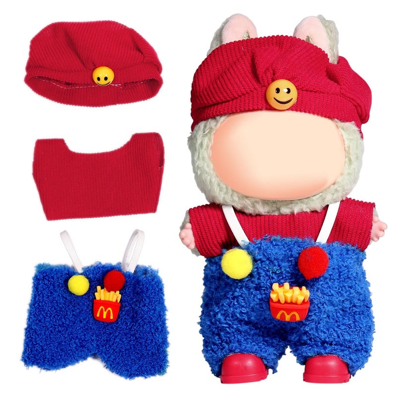 AICase for Labubu Clothes/for Labubu Outfits,Clothes Set for 17cm Lububu Doll,3 Piece Set Hat Clothing for LA BUBU, Boys and Girls Stylish Adorable Dolls Clothes Accessories (No Doll)_10 - Image 1